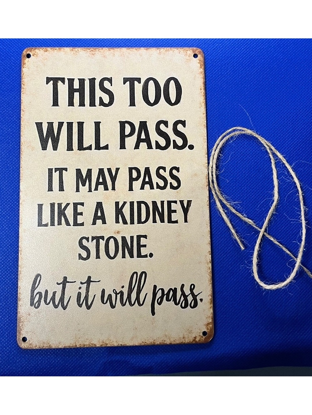Funny Vintage Style Kidney Stone Passing Metal Sign
